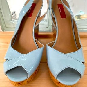 Saks 5th Ave sandals light blue wedges